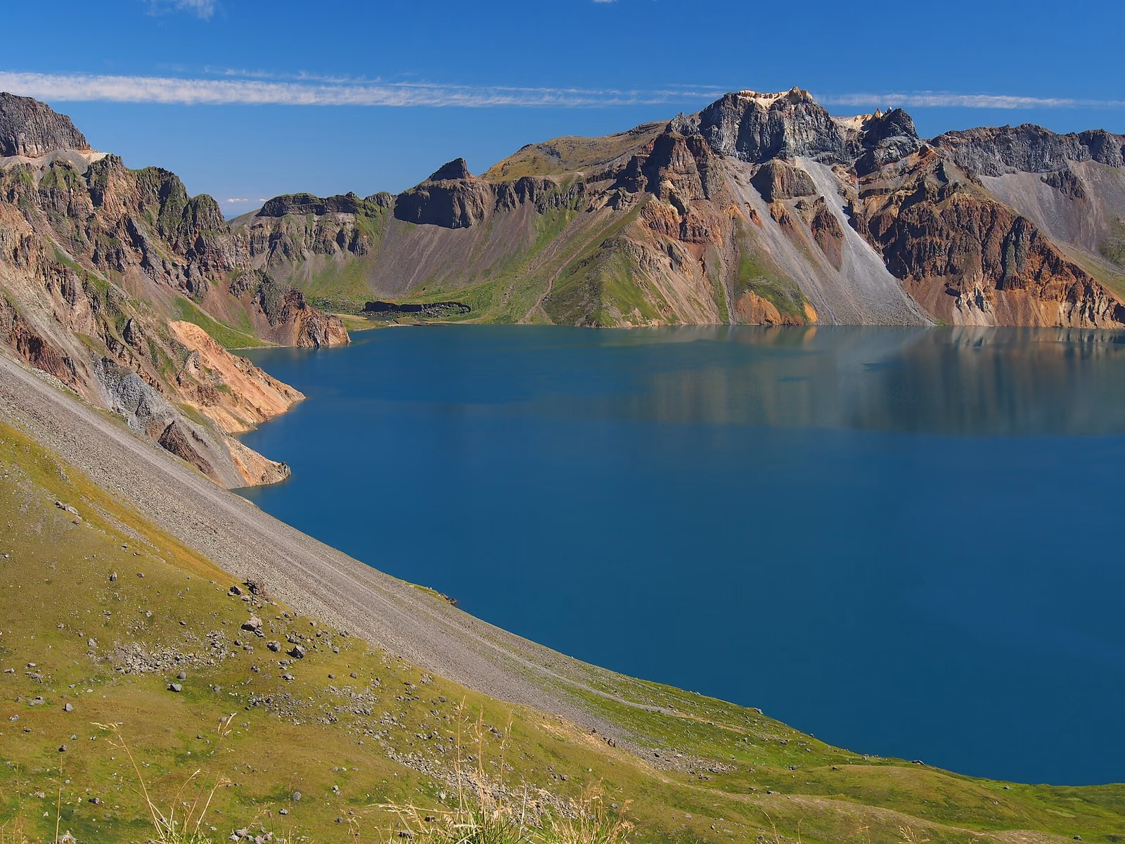 Tianchi crater lake viewed from Changbaishan's western rim