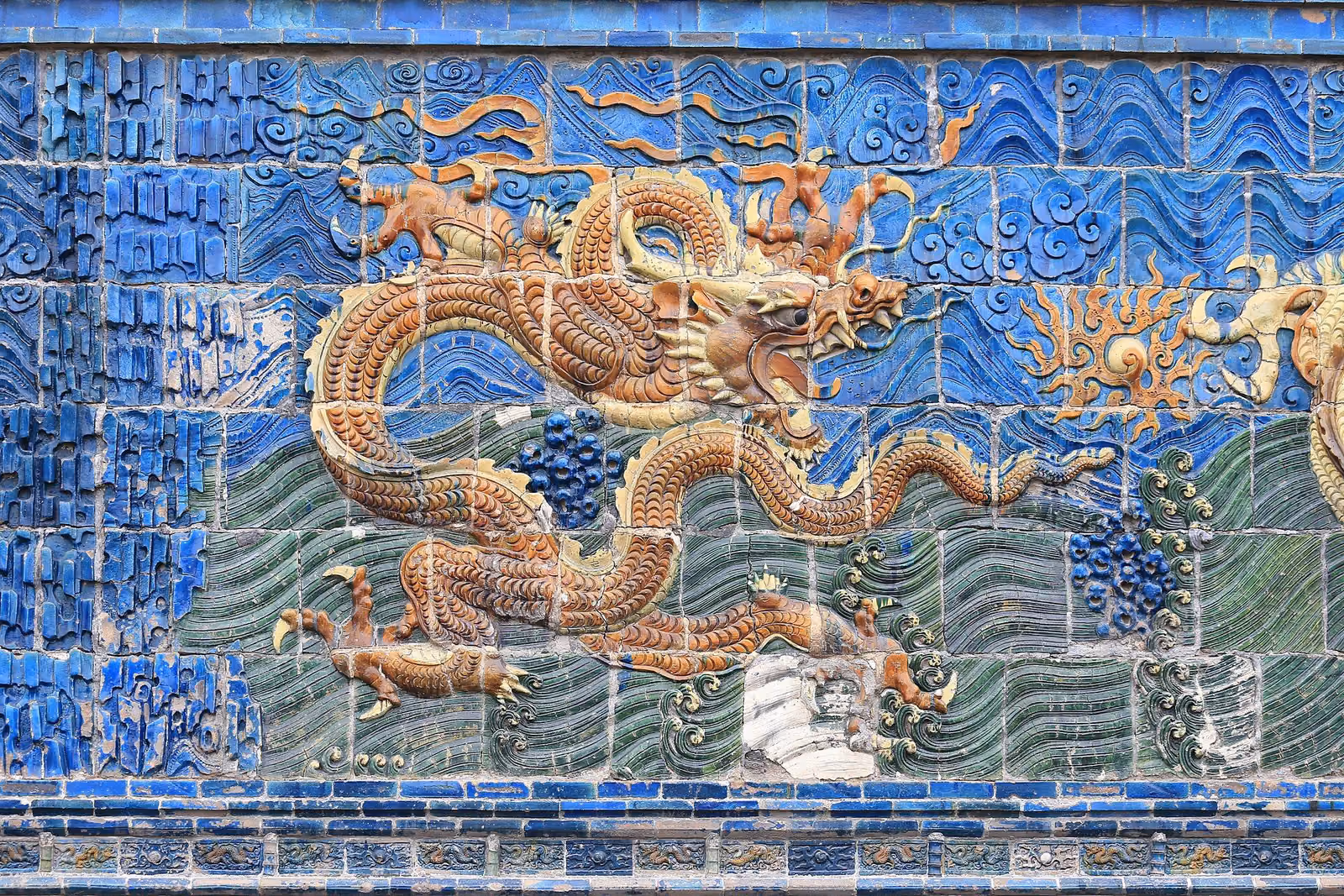 Glazed dragon relief on Datong’s Nine Dragon Wall