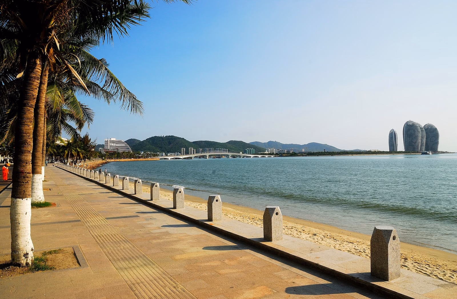 A quiet view along the shore at Sanya Bay