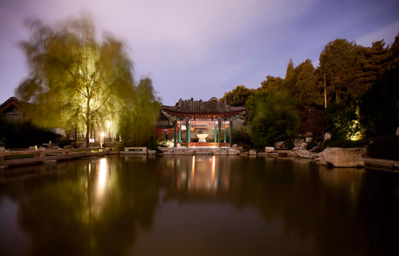 Garden pond at the former Aman Summer Palace, now Beijing Yihe Hotel, photographed in 2010