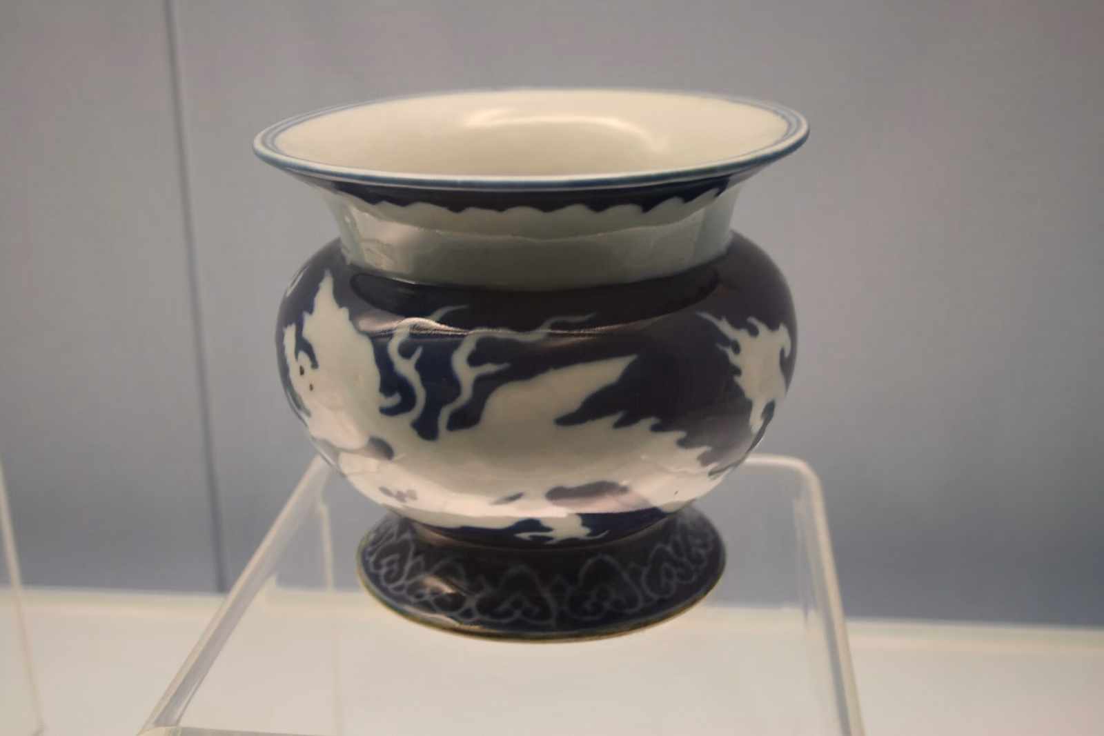 A Ming-dynasty blue-and-white porcelain work made in Jingdezhen