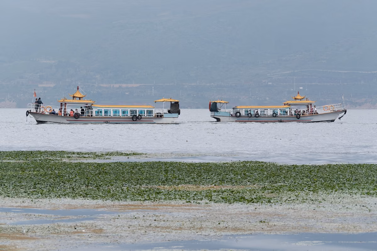 Two ferry boats on Erhai Lake near Dali, Yunnan