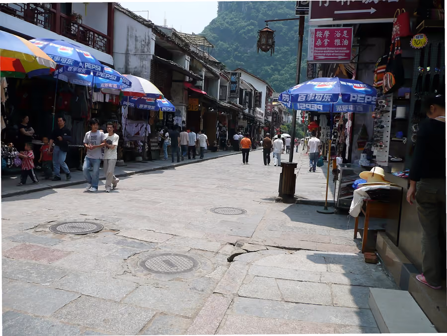 Yangshuo West Street in Guilin and Yangshuo, China