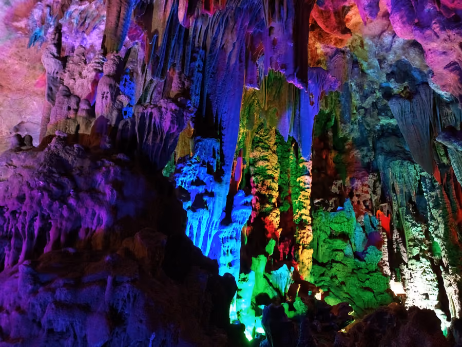 Yinzi Cave (Silver Cave) in Guilin and Yangshuo, China